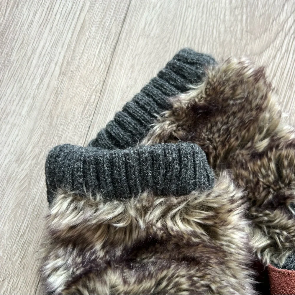 Acorn Unisex Brown Fur Slouch Boot Socks Toddler 1-2 Boho Tribal